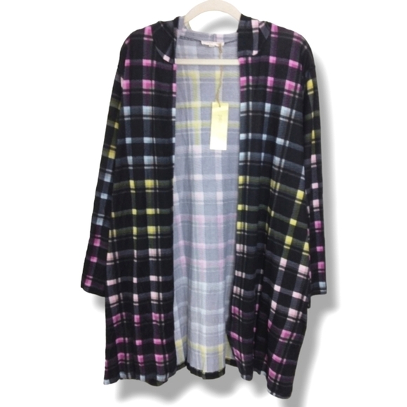 NWT Paper + Tee Cardigan in Plaid Multi - Picture 1 of 5